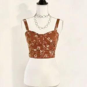 Floral Print Brown Tank Top